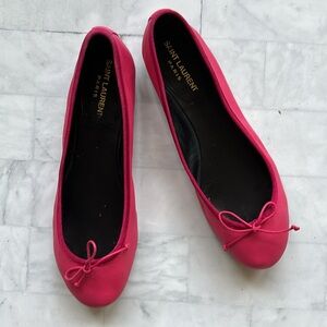 Saint Laurent Raspberry Dance Leather Ballet Flats